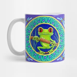 Little Green Tree Frog Mandala Mug